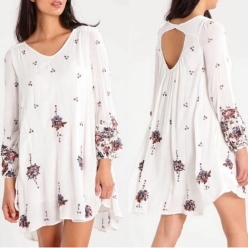 FREE PEOPLE | Oxford Embroidered Mini Swing Trapeze Dress | XS